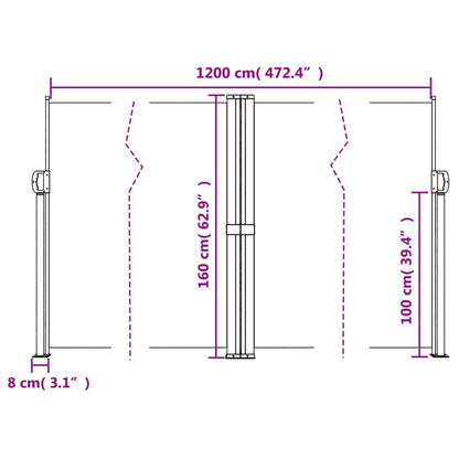 Windscherm Uittrekbaar Bruin 160 x 1200 cm
