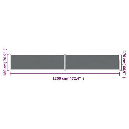Windscherm uittrekbaar 180x1200 cm antracietkleurig 180 x 1200 cm