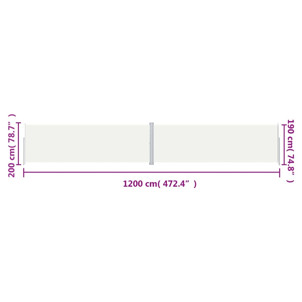 Windscherm Uittrekbaar Kleurig Crème 200 x 1200 cm