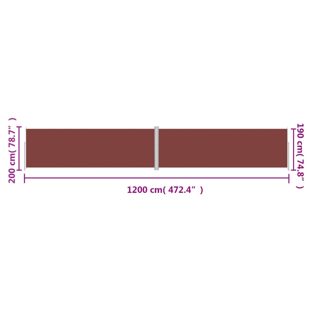 Windscherm Uittrekbaar Bruin 200 x 1200 cm