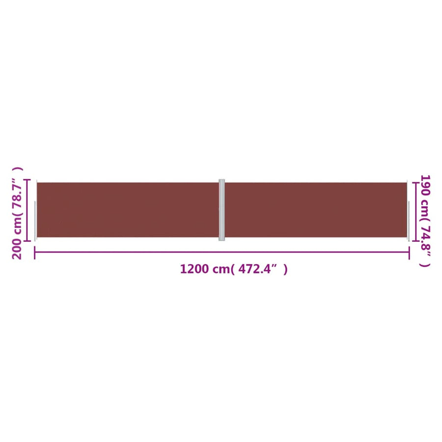 Windscherm Uittrekbaar Bruin 200 x 1200 cm
