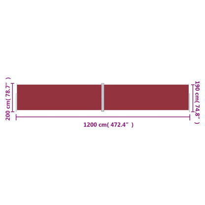 Windscherm Uittrekbaar Rood 200 x 1200 cm
