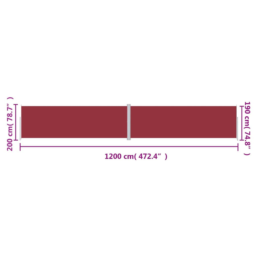 Windscherm Uittrekbaar Rood 200 x 1200 cm