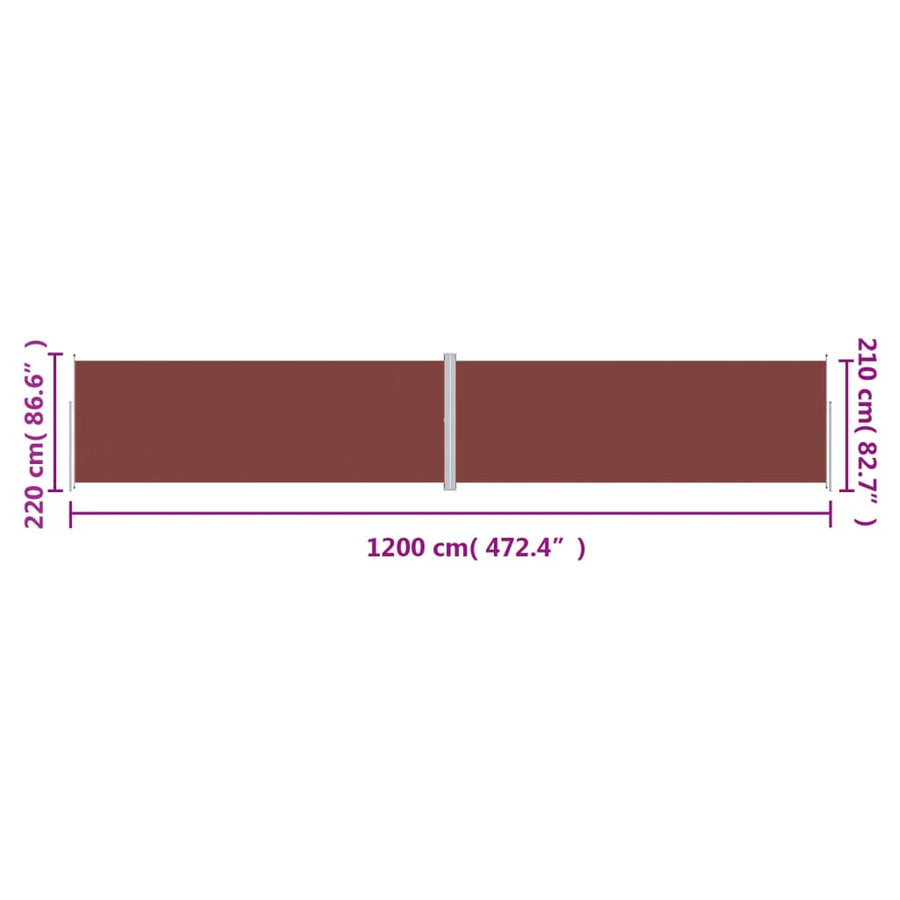 Windscherm Uittrekbaar Bruin 220 x 1200 cm