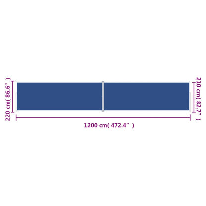 Windscherm Uittrekbaar Blauw 220 x 1200 cm