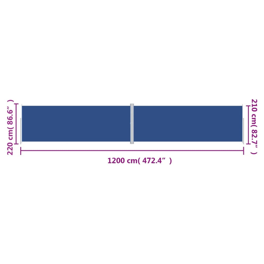 Windscherm Uittrekbaar Blauw 220 x 1200 cm