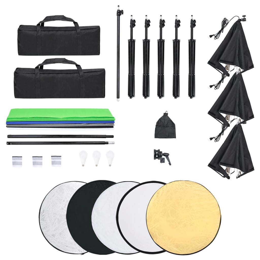 Fotostudioverlichtingsset Met Achtergronden En Reflector