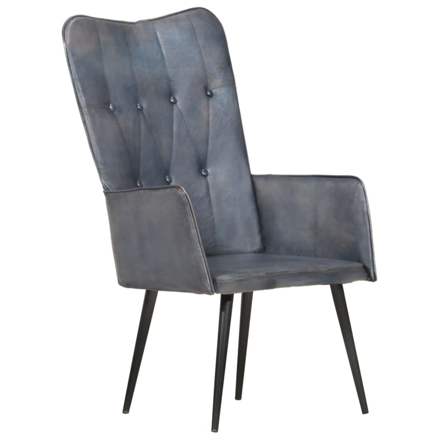 Fauteuil echt leer grijs Grijs Echt leer
