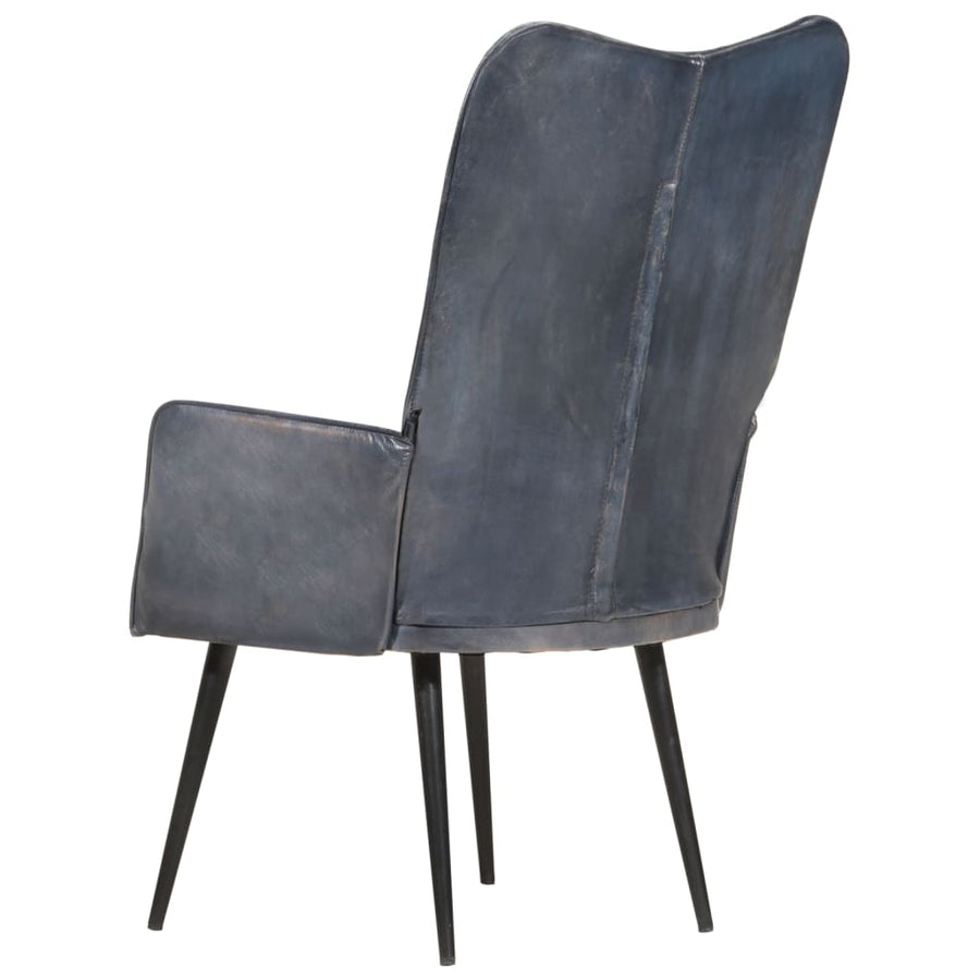 Fauteuil echt leer grijs Grijs Echt leer