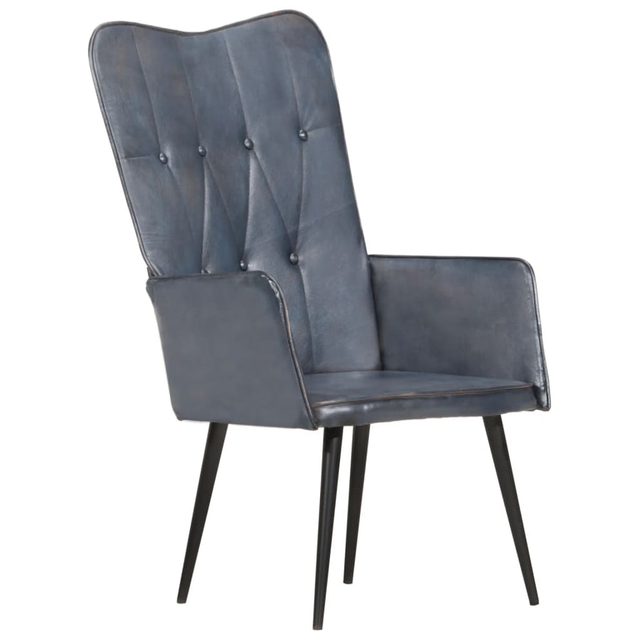 Fauteuil echt leer grijs Grijs Echt leer