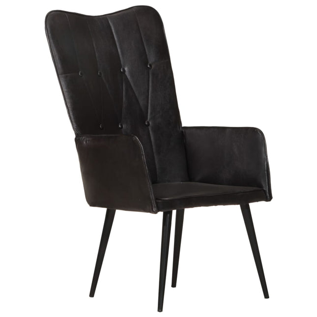 Fauteuil echt leer zwart Zwart Echt leer