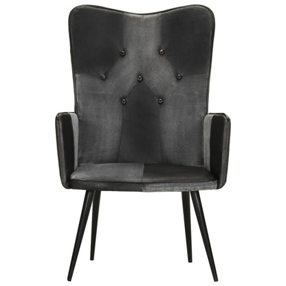 Fauteuil echt leer zwart en grijs Zwart en grijs Echt leer