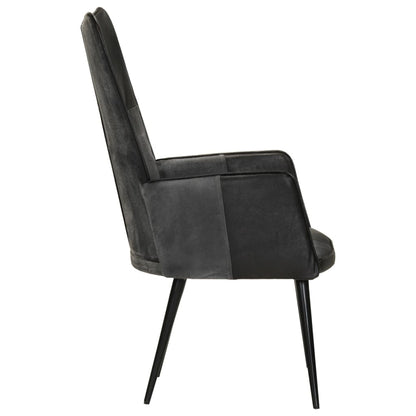 Fauteuil echt leer zwart en grijs Zwart en grijs Echt leer