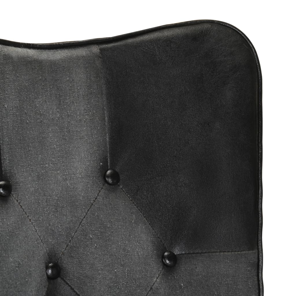 Fauteuil echt leer zwart en grijs Zwart en grijs Echt leer