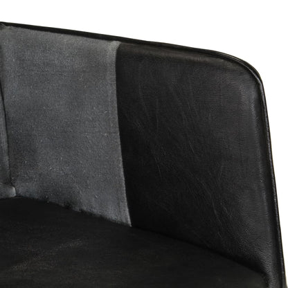 Fauteuil echt leer zwart en grijs Zwart en grijs Echt leer