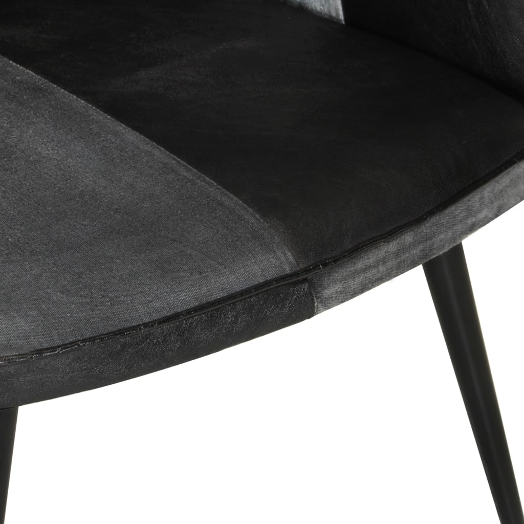 Fauteuil echt leer zwart en grijs Zwart en grijs Echt leer