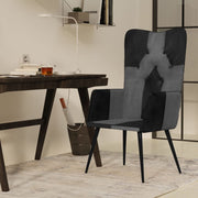 Fauteuil echt leer zwart grijs 55x41x97 cm