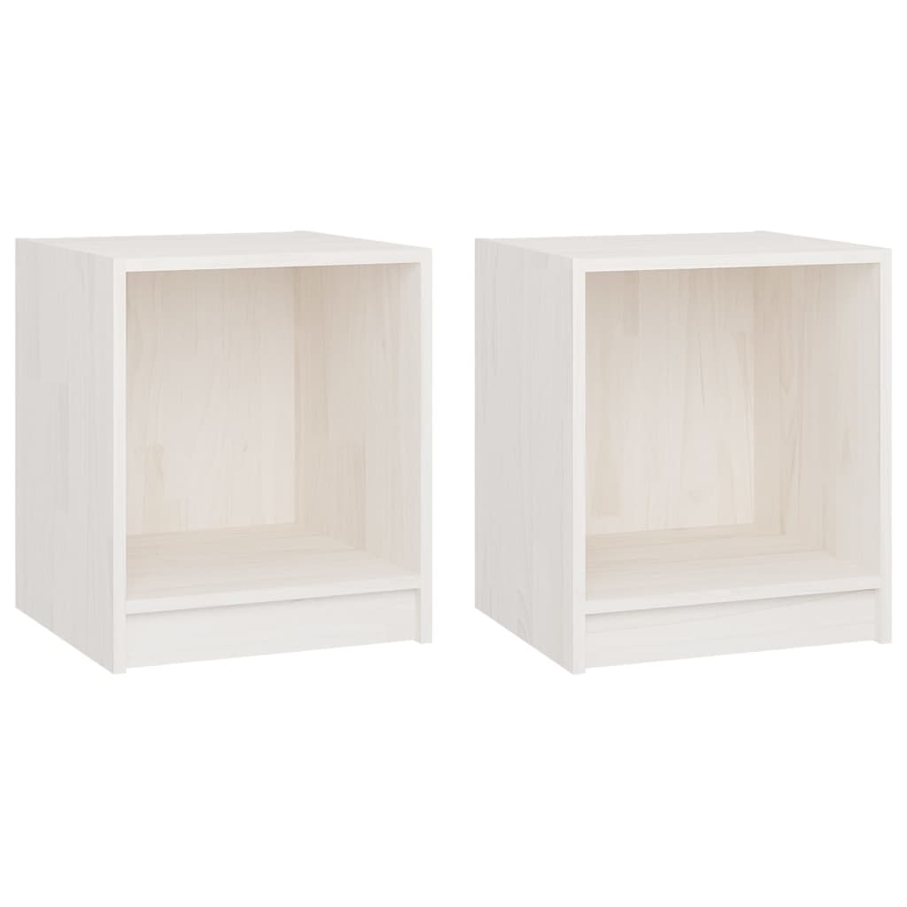 Nachtkastjes St 35,5X33,5X41,5 Cm Massief Grenenhout 2 Wit
