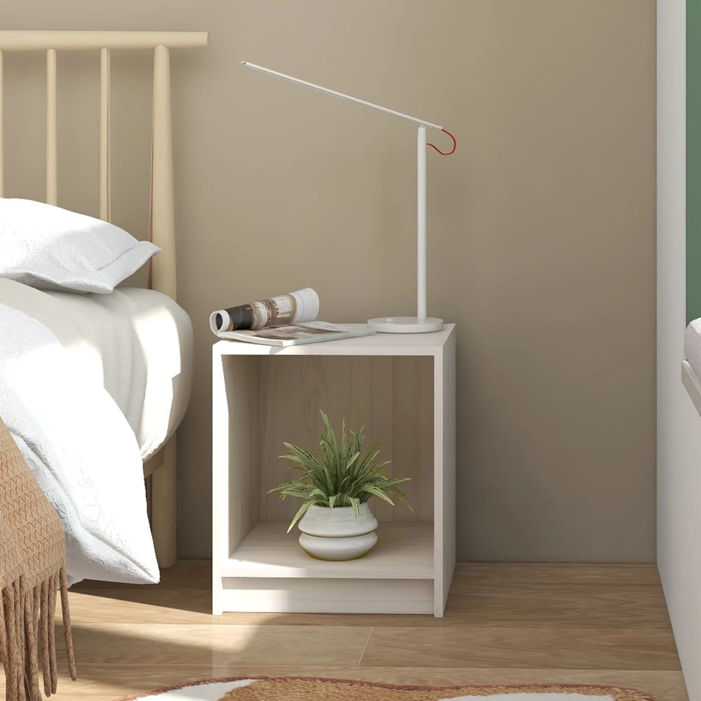 Nachtkastjes St 35,5X33,5X41,5 Cm Massief Grenenhout 2 Wit