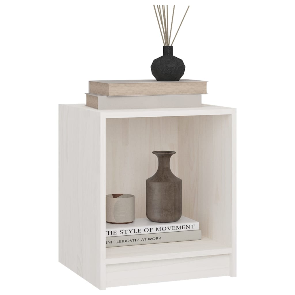 Nachtkastjes St 35,5X33,5X41,5 Cm Massief Grenenhout 2 Wit
