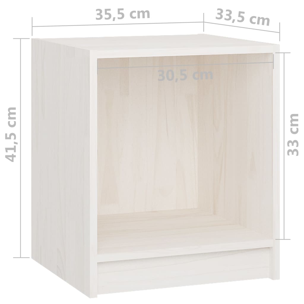Nachtkastjes St 35,5X33,5X41,5 Cm Massief Grenenhout 2 Wit