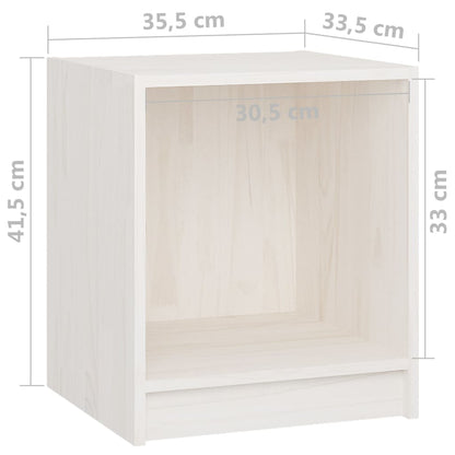 Nachtkastjes St 35,5X33,5X41,5 Cm Massief Grenenhout 2 Wit