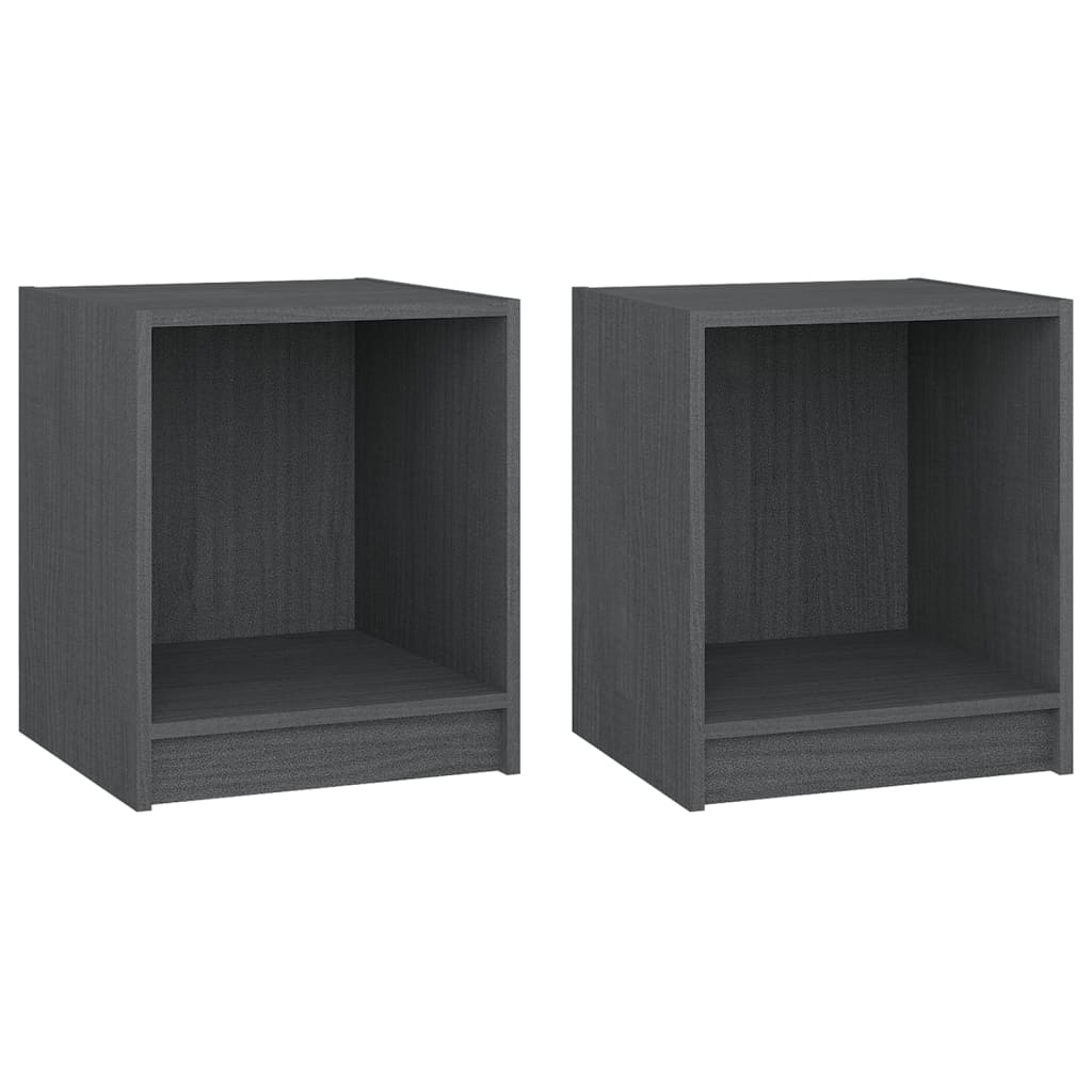 Nachtkastjes St 35,5X33,5X41,5 Cm Massief Grenenhout 2 Grijs