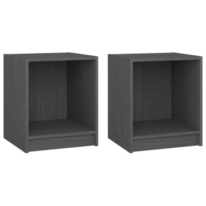 Nachtkastjes St 35,5X33,5X41,5 Cm Massief Grenenhout 2 Grijs