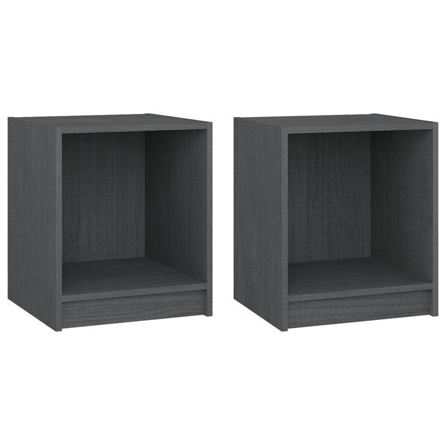 Nachtkastjes St 35,5X33,5X41,5 Cm Massief Grenenhout 2 Grijs
