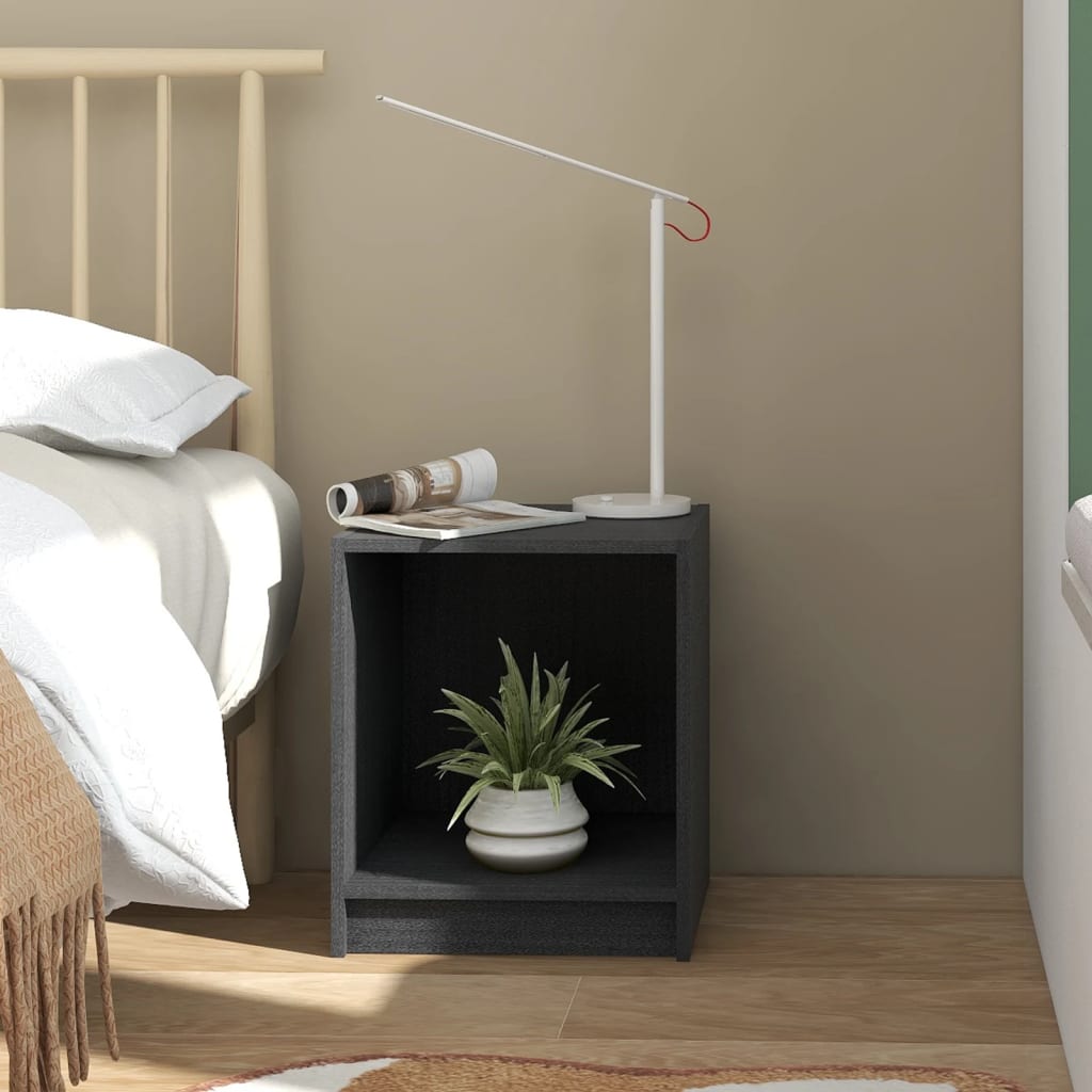 Nachtkastjes St 35,5X33,5X41,5 Cm Massief Grenenhout 2 Grijs