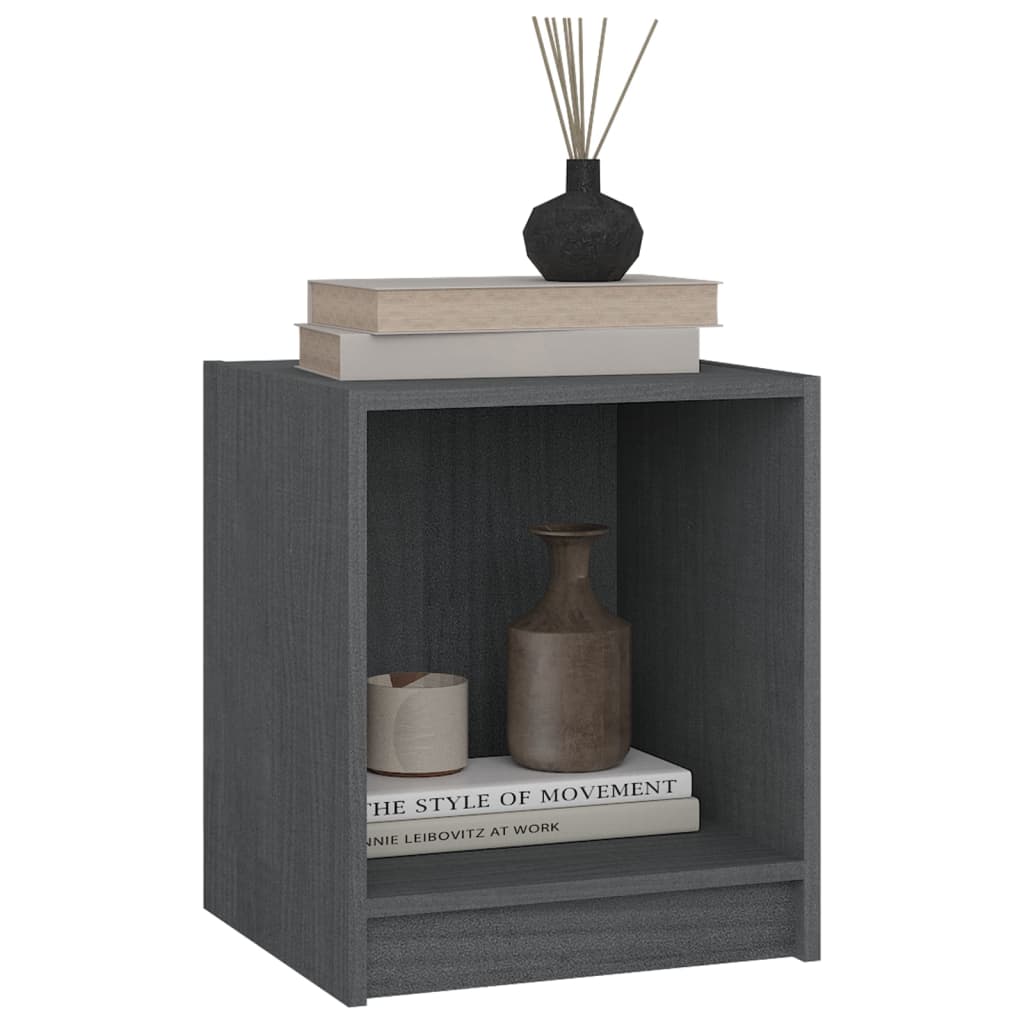 Nachtkastjes St 35,5X33,5X41,5 Cm Massief Grenenhout 2 Grijs