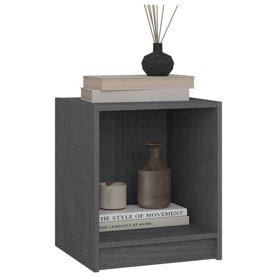 Nachtkastjes St 35,5X33,5X41,5 Cm Massief Grenenhout 2 Grijs