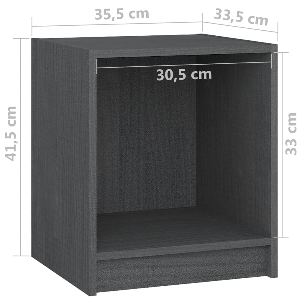 Nachtkastjes St 35,5X33,5X41,5 Cm Massief Grenenhout 2 Grijs