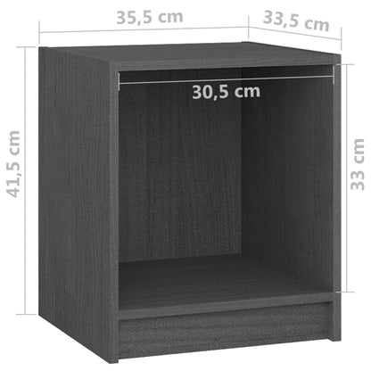 Nachtkastjes St 35,5X33,5X41,5 Cm Massief Grenenhout 2 Grijs