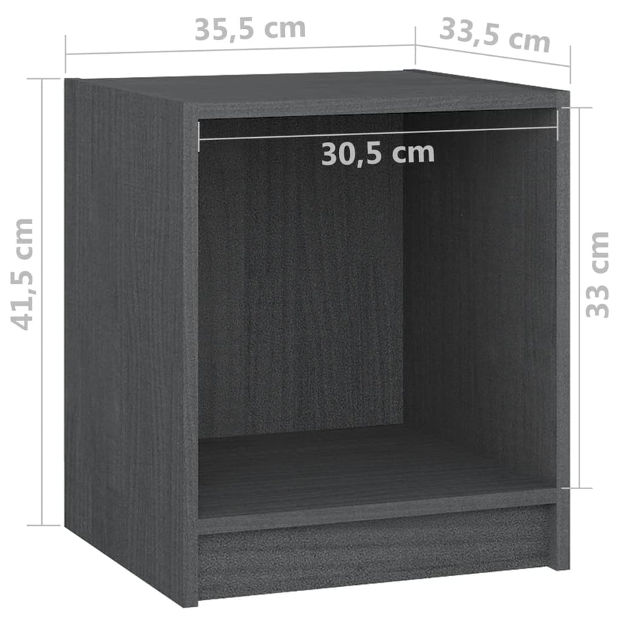 Nachtkastjes St 35,5X33,5X41,5 Cm Massief Grenenhout 2 Grijs