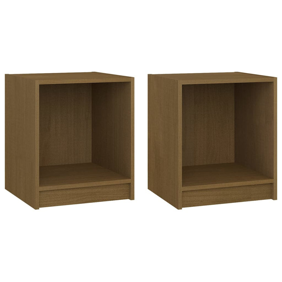 Nachtkastjes St 35,5X33,5X41,5 Cm Grenenhout 2 Honingbruin