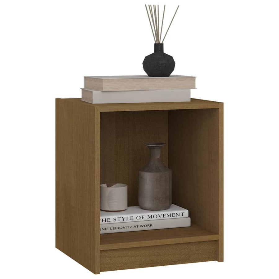 Nachtkastjes St 35,5X33,5X41,5 Cm Grenenhout 2 Honingbruin