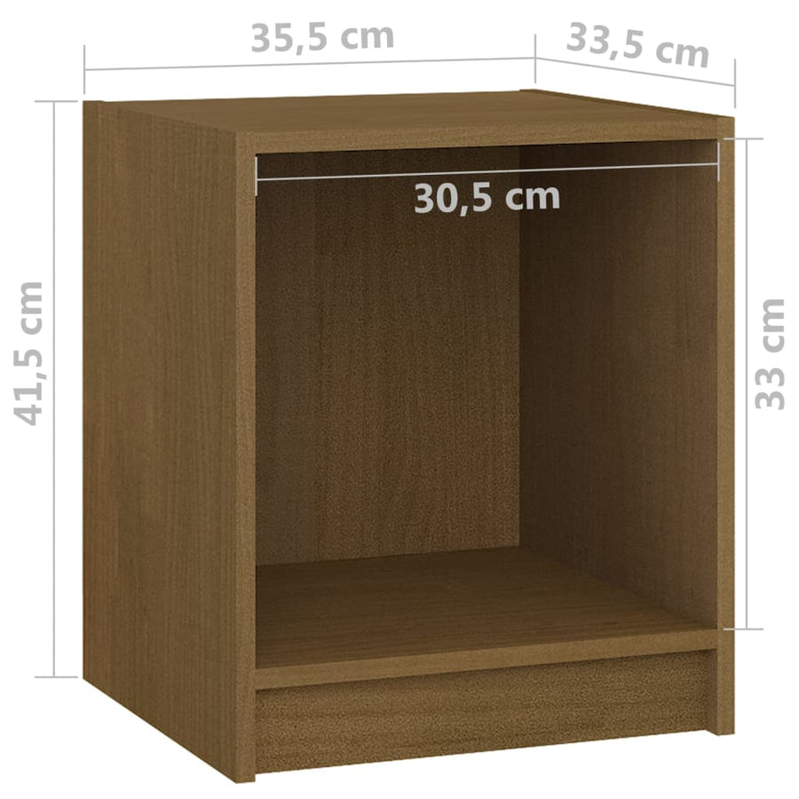 Nachtkastjes St 35,5X33,5X41,5 Cm Grenenhout 2 Honingbruin
