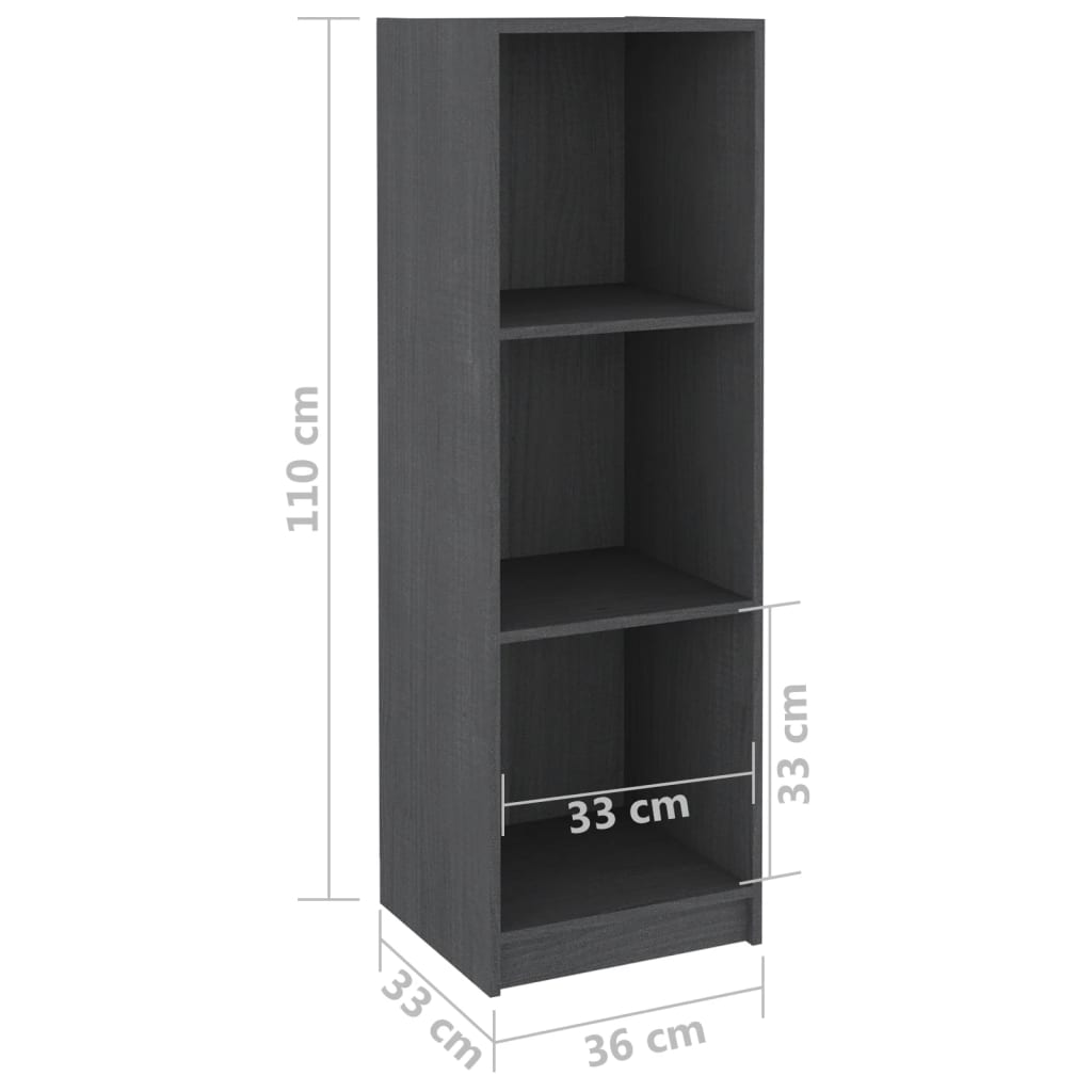 Boekenkast/Kamerscherm 36X33X0 Cm Massief Grenenhout Grijs