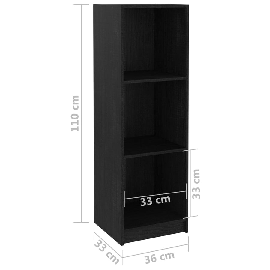 Boekenkast/Kamerscherm 36X33X0 Cm Massief Grenenhout Zwart