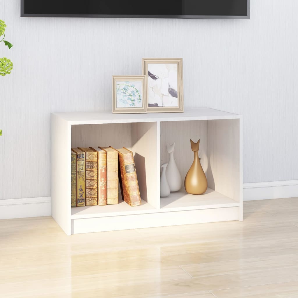 Tv-Meubel 70X33X42 Cm Massief Grenenhout Wit