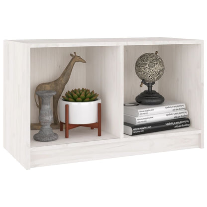 Tv-Meubel 70X33X42 Cm Massief Grenenhout Wit