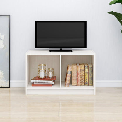 Tv-Meubel 70X33X42 Cm Massief Grenenhout Wit