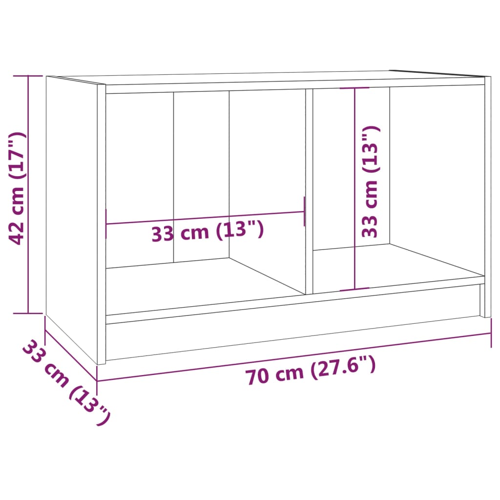 Tv-Meubel 70X33X42 Cm Massief Grenenhout Grijs