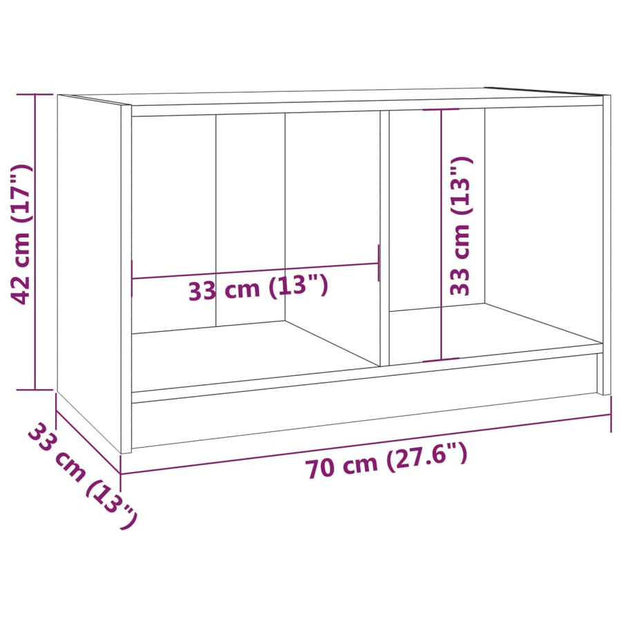 Tv-Meubel 70X33X42 Cm Massief Grenenhout Grijs