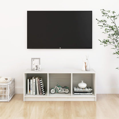 Tv-Meubel 04X33X4 Cm Massief Grenenhout Wit
