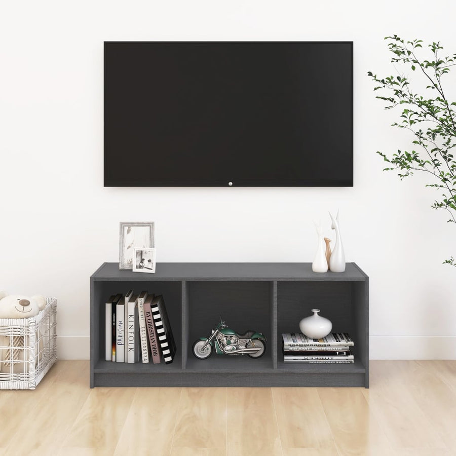 Tv-Meubel 04X33X4 Cm Massief Grenenhout Grijs