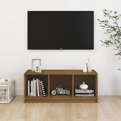 Tv-Meubel 04X33X4 Cm Massief Grenenhout Honingbruin