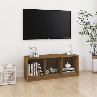 Tv-Meubel 04X33X4 Cm Massief Grenenhout Honingbruin