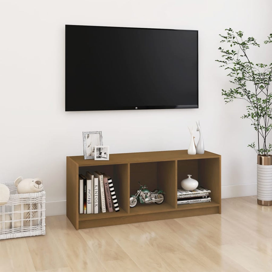 Tv-Meubel 04X33X4 Cm Massief Grenenhout Honingbruin